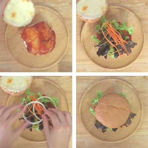 เบอร์เกอร์สเต๊กไก่สไปซี่ เบอร์เกอร์สเต๊กไก่สไปซี่