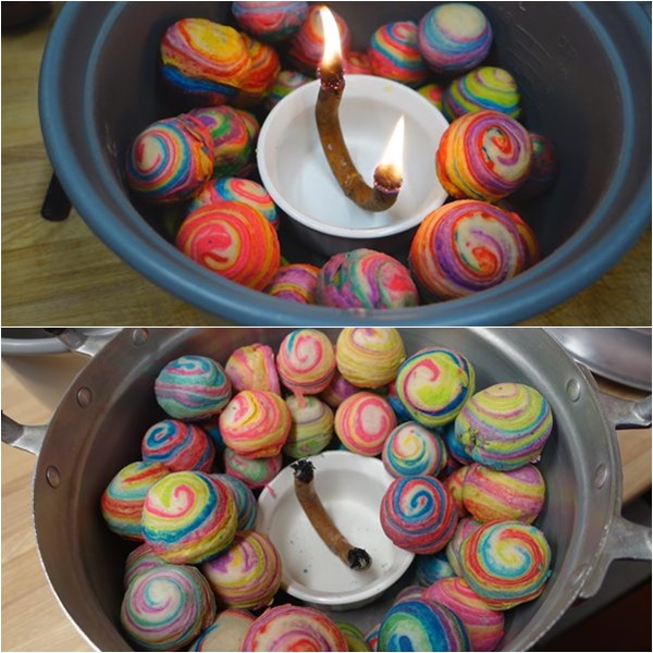 ขนมเปี๊ยะสายรุ้งไส้ถั่วกวน ขนมเปี๊ยะสายรุ้งไส้ถั่วกวน