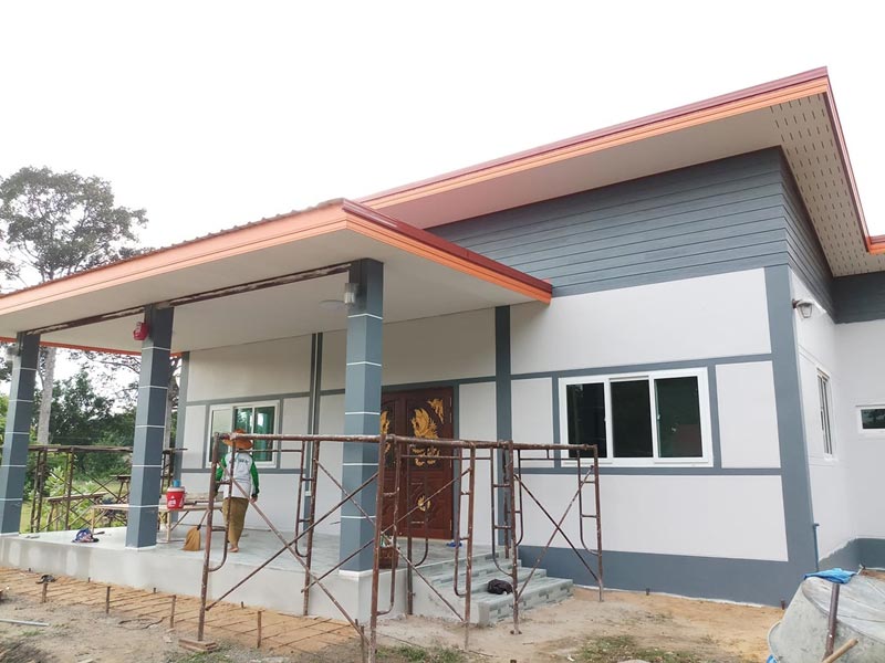 แบบบ้านชั้นเดียวยกพื้นสูงมีระเบียง แบบบ้านชั้นเดียวยกพื้นสูงมีระเบียง