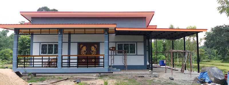 แบบบ้านชั้นเดียวยกพื้นสูงมีระเบียง แบบบ้านชั้นเดียวยกพื้นสูงมีระเบียง