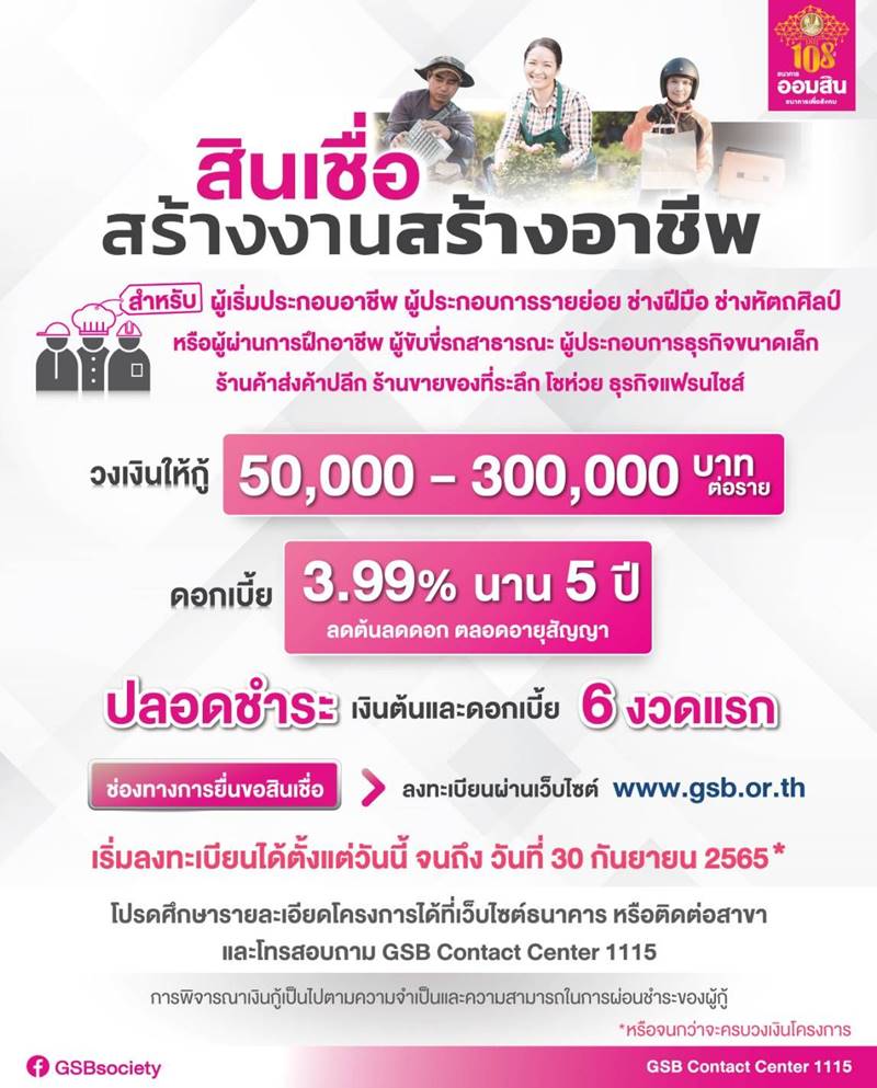 สินเชื่อธนาคารออมสิน สินเชื่อธนาคารออมสิน